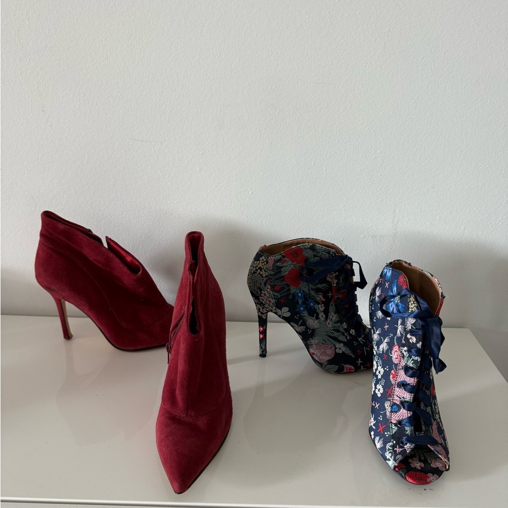 Elegant Red and Floral Women's Heels